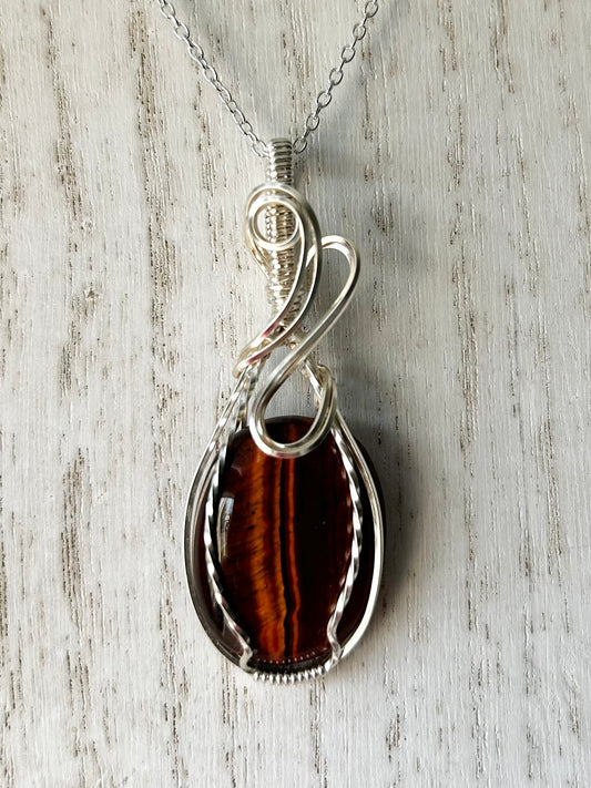 Red Tiger’s Eye Wire Wrapped Pendant