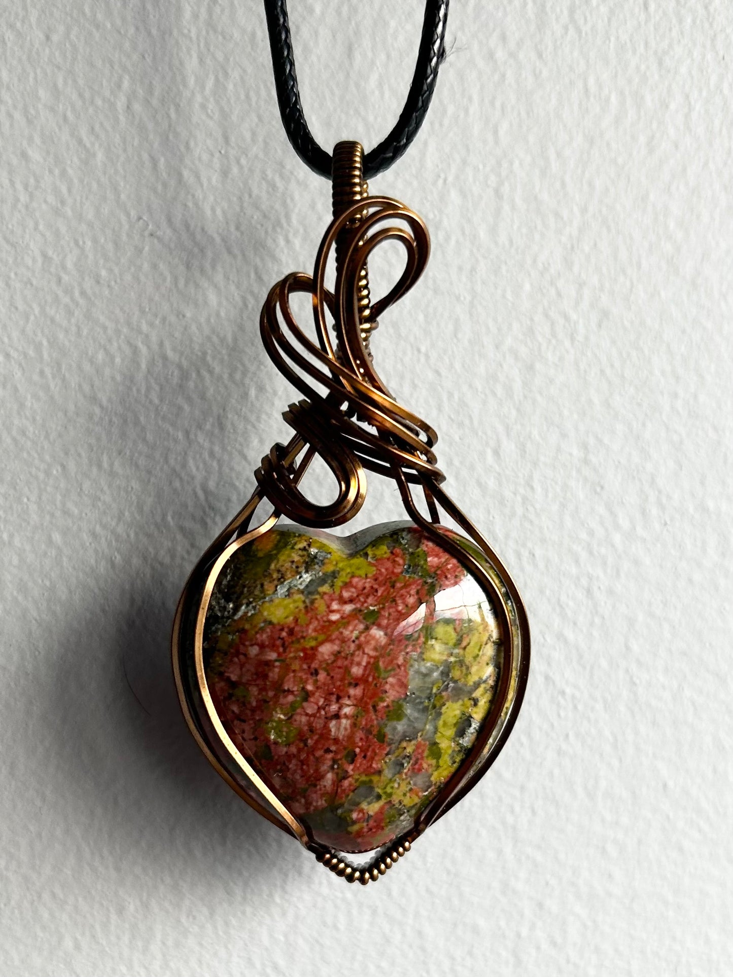 Unakite Wire Wrapped Pendant