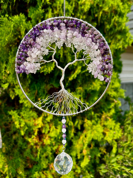 Amethyst and Clear Quartz Suncatcher