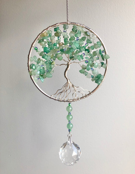 Green Aventurine gemstone and crystal Suncatcher