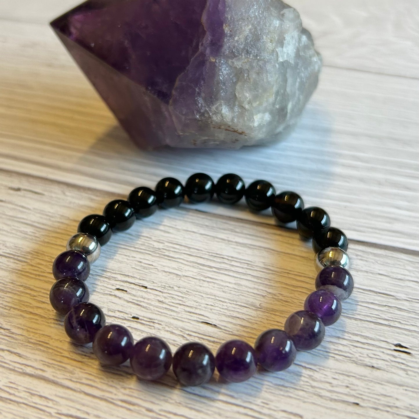 Amethyst and Black Onyx Bracelet