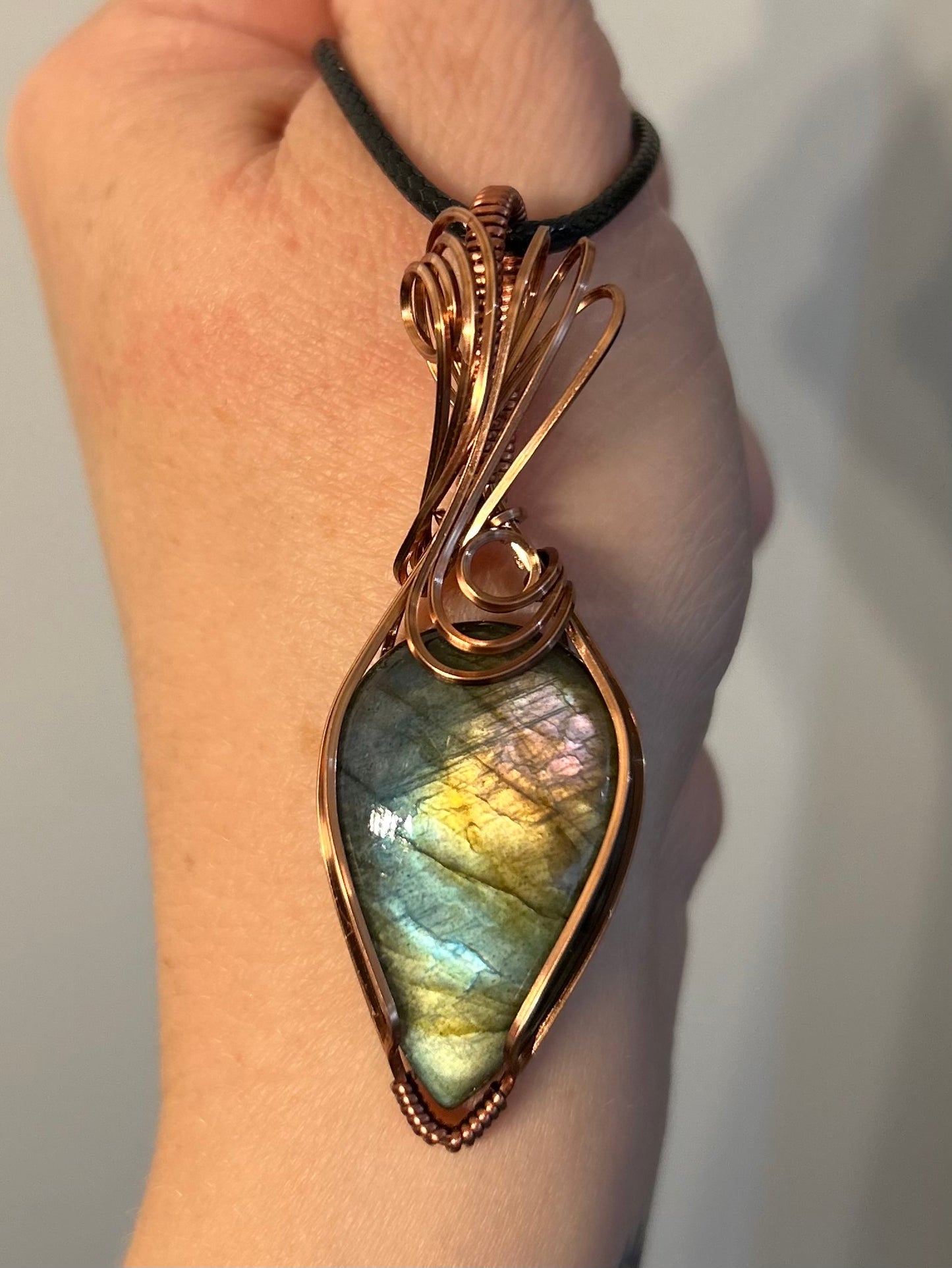 Labradorite Copper Wire Wrapped  Pendant