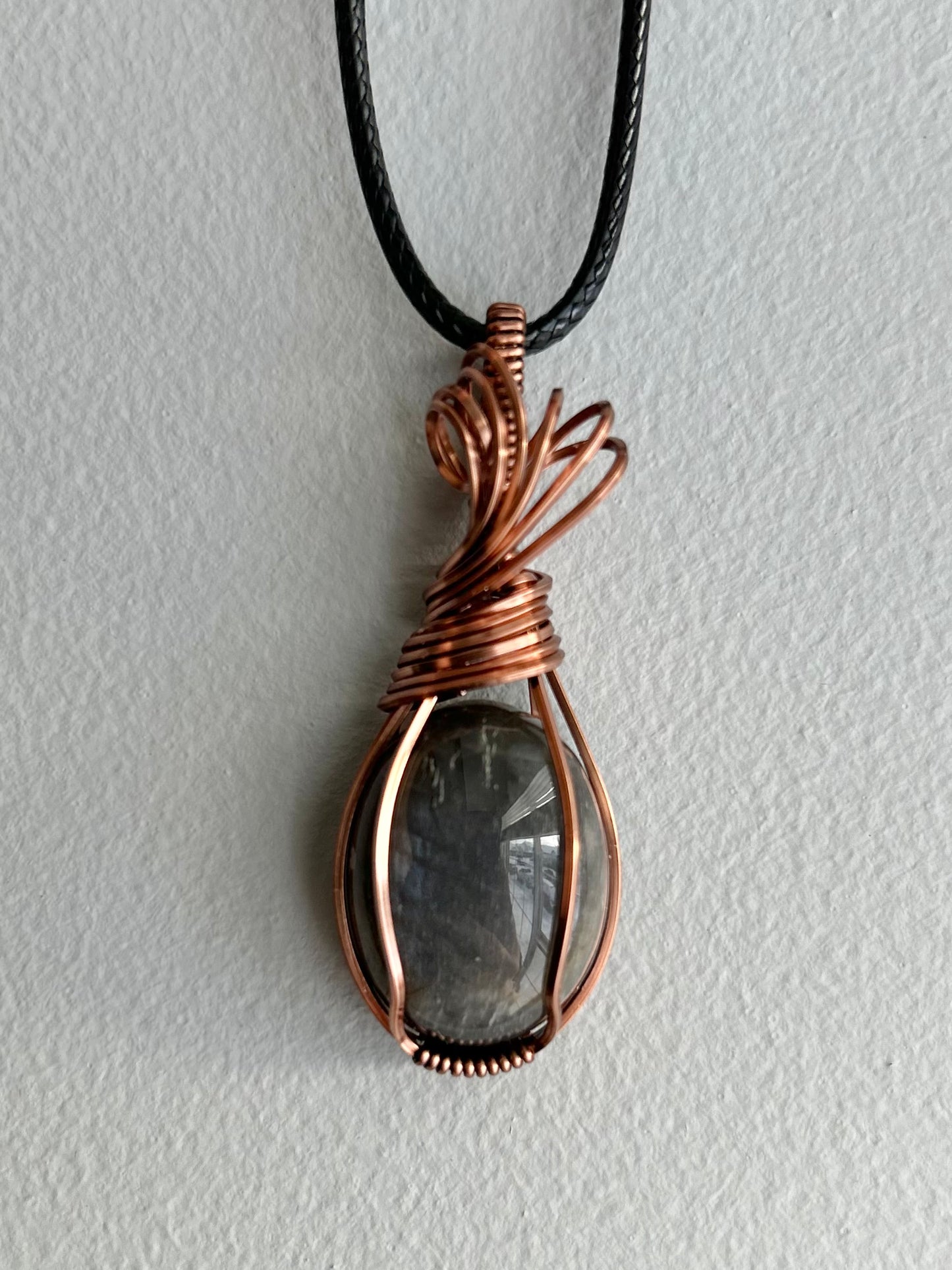 Black Moonstone Wire Wrapped Pendant