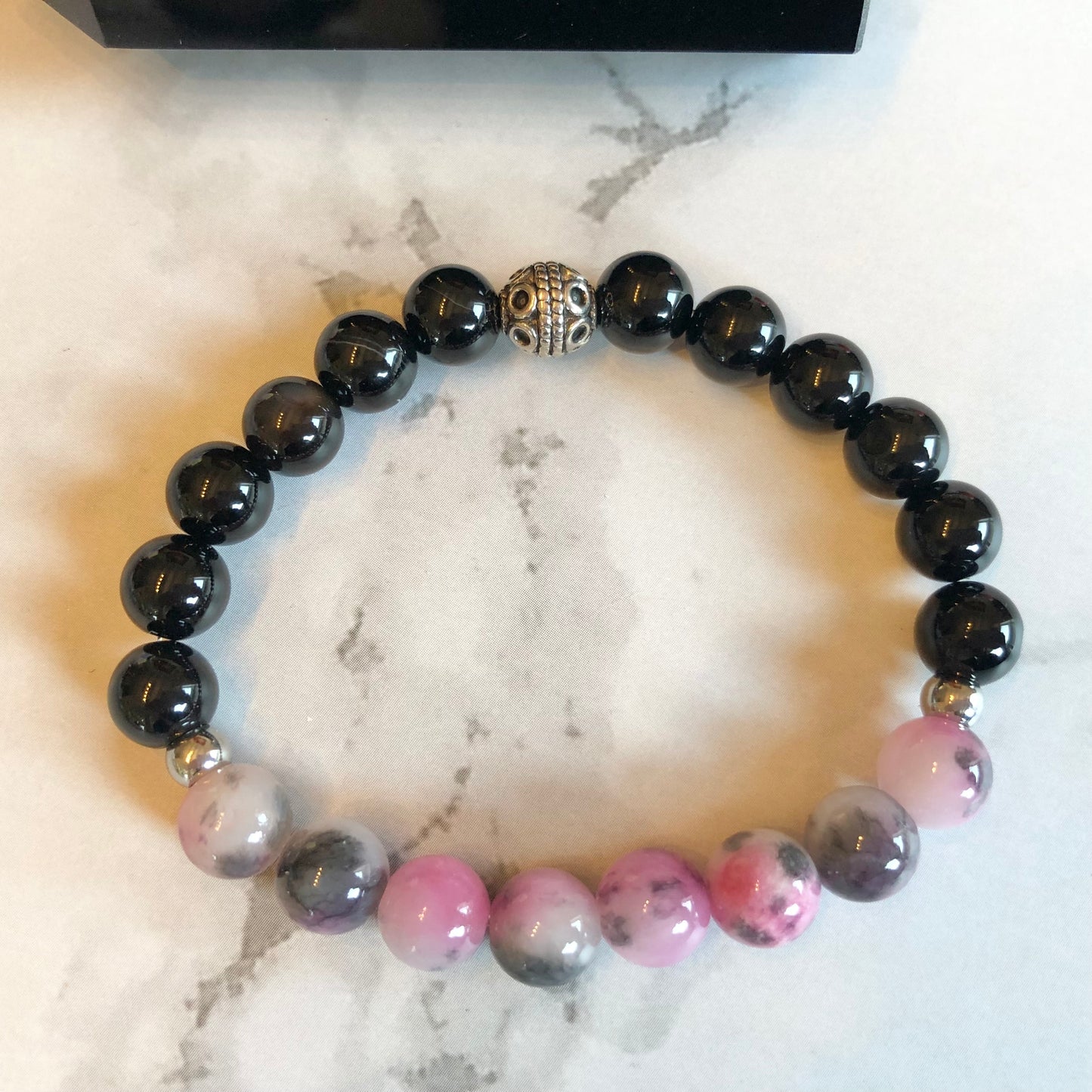 Pink & Black Jade and Black Onyx