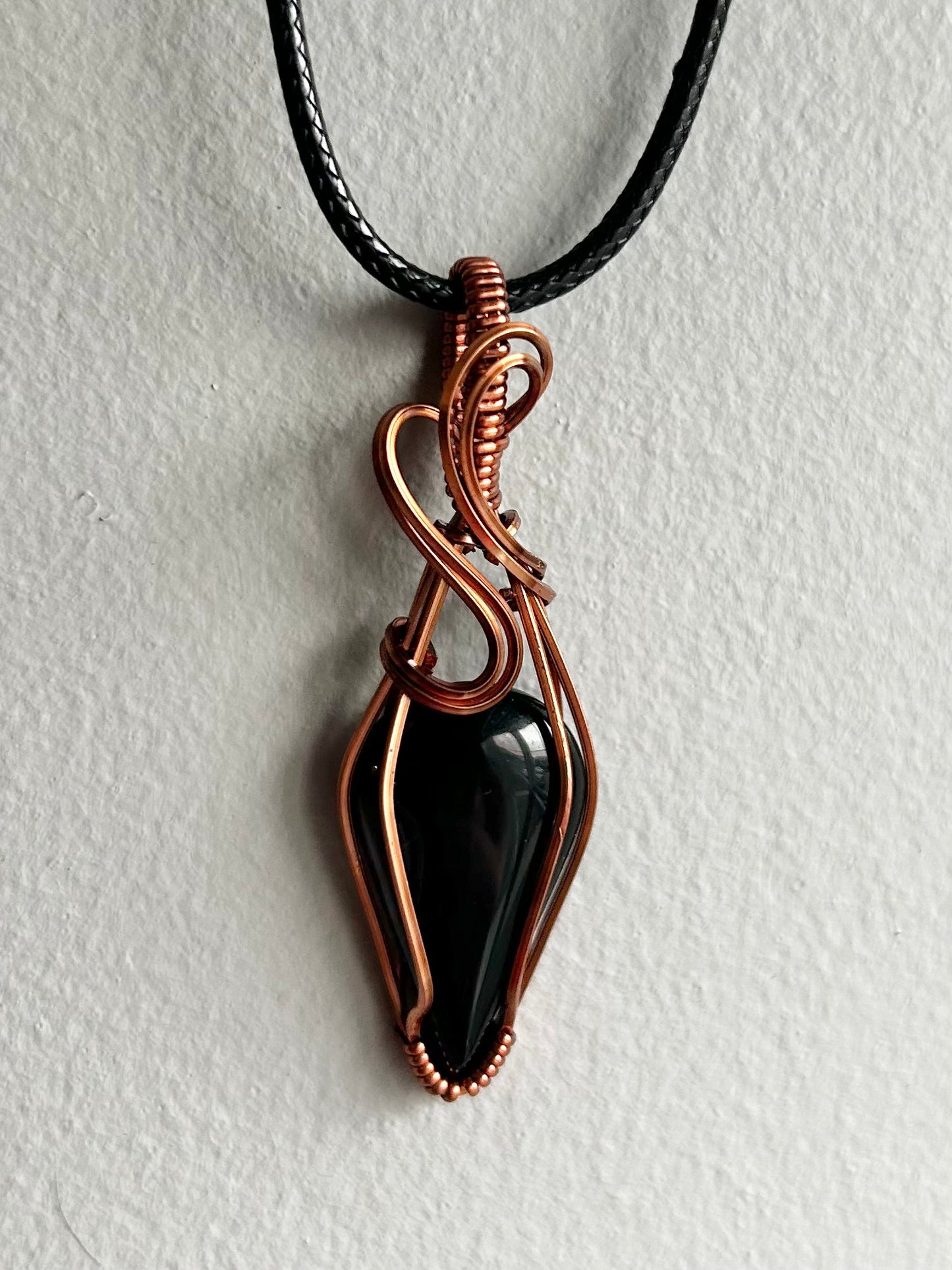 Black Onyx Wire Wrapped Pendant