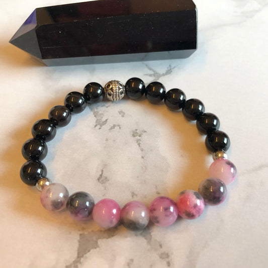 Pink & Black Jade and Black Onyx