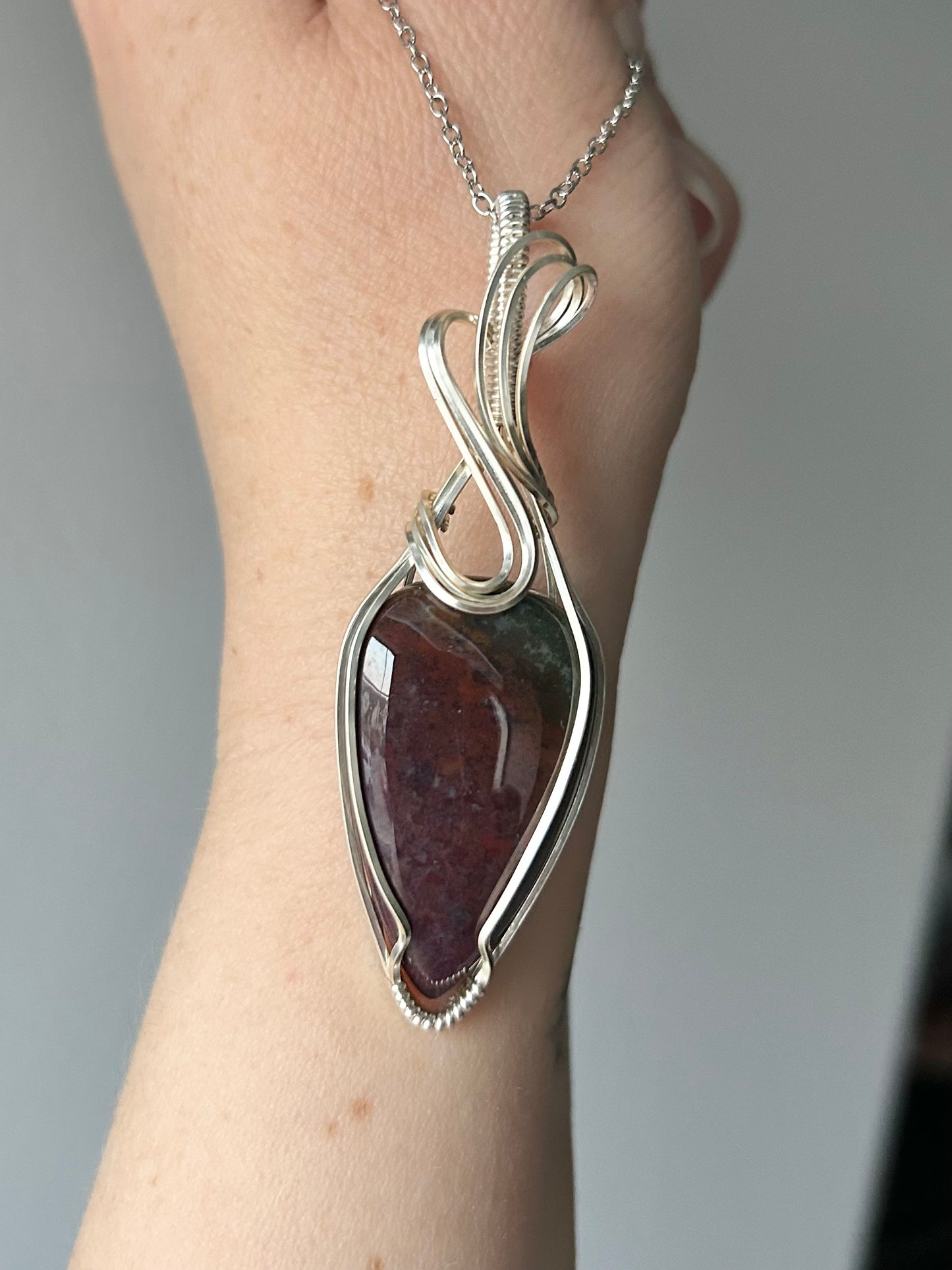 Indonesian Agate Wire Wrapped Pendant