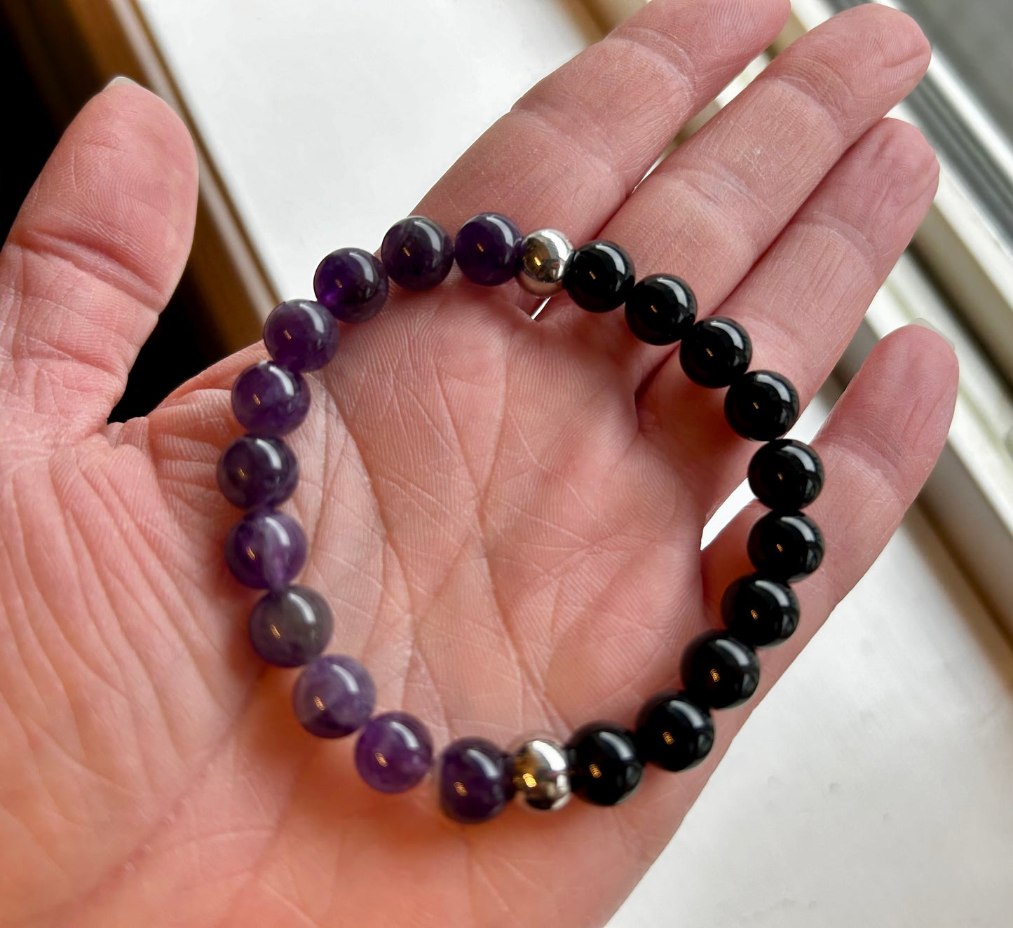 Amethyst and Black Onyx Bracelet