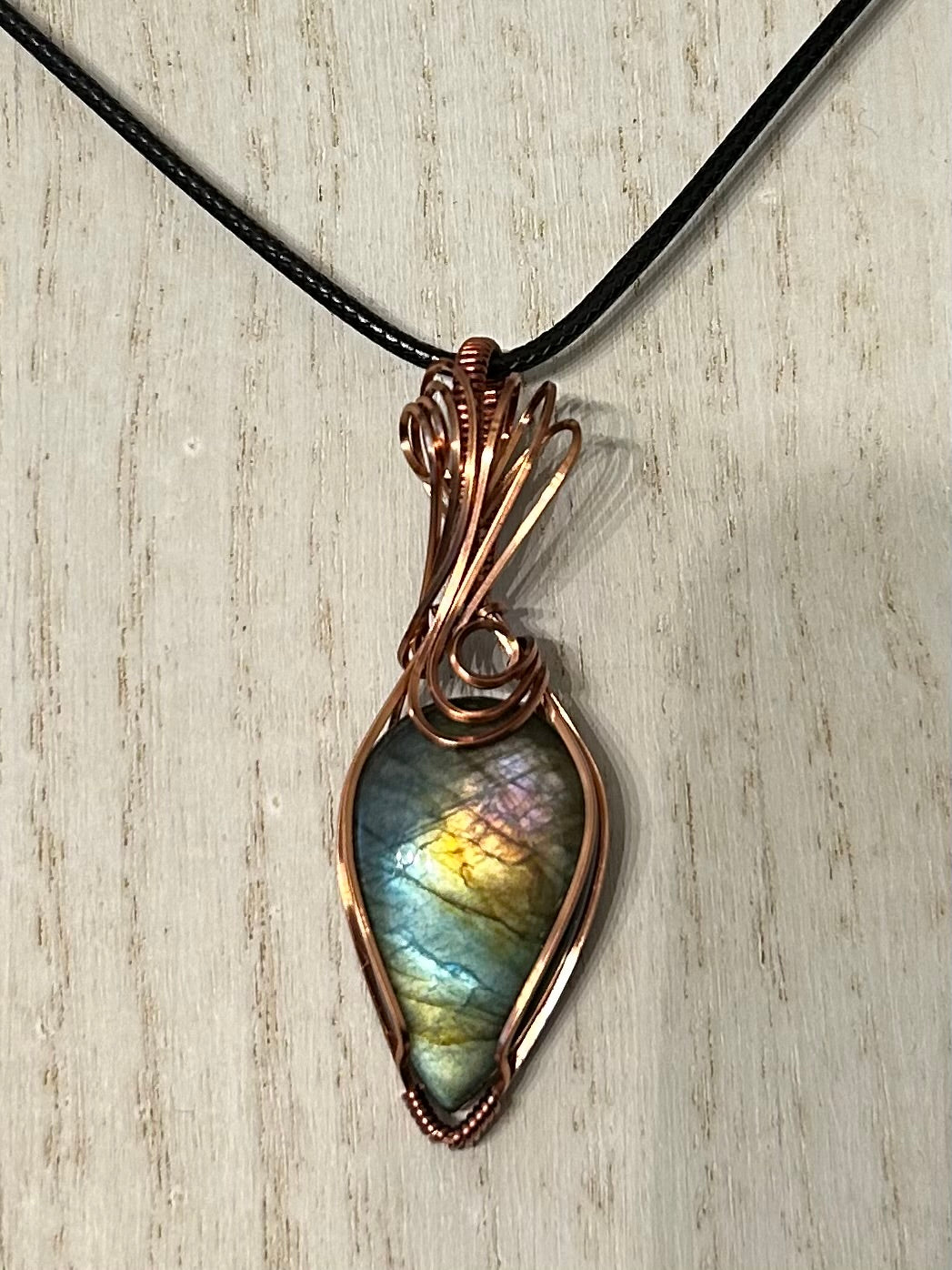 Labradorite Copper Wire Wrapped  Pendant