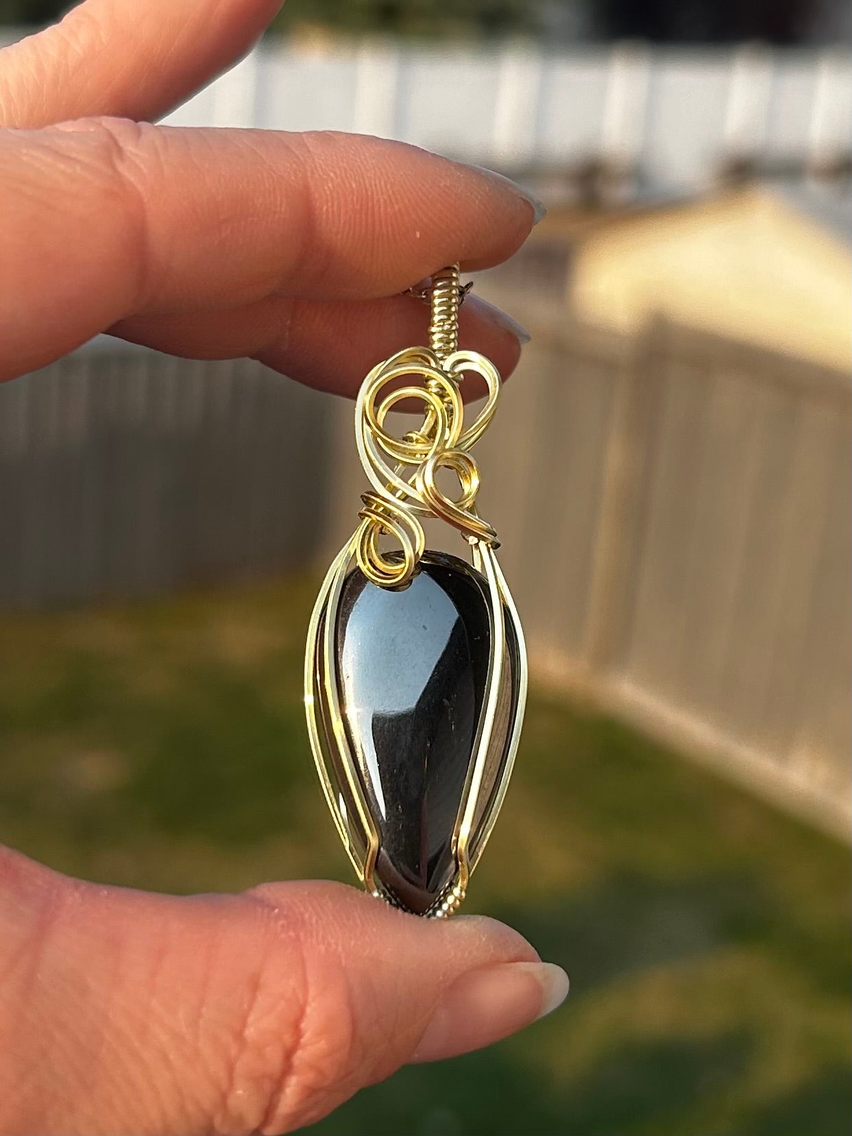 Hematite Wire Wrapped Pendant