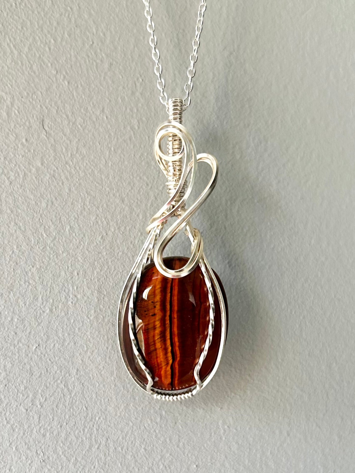 Red Tiger’s Eye Wire Wrapped Pendant