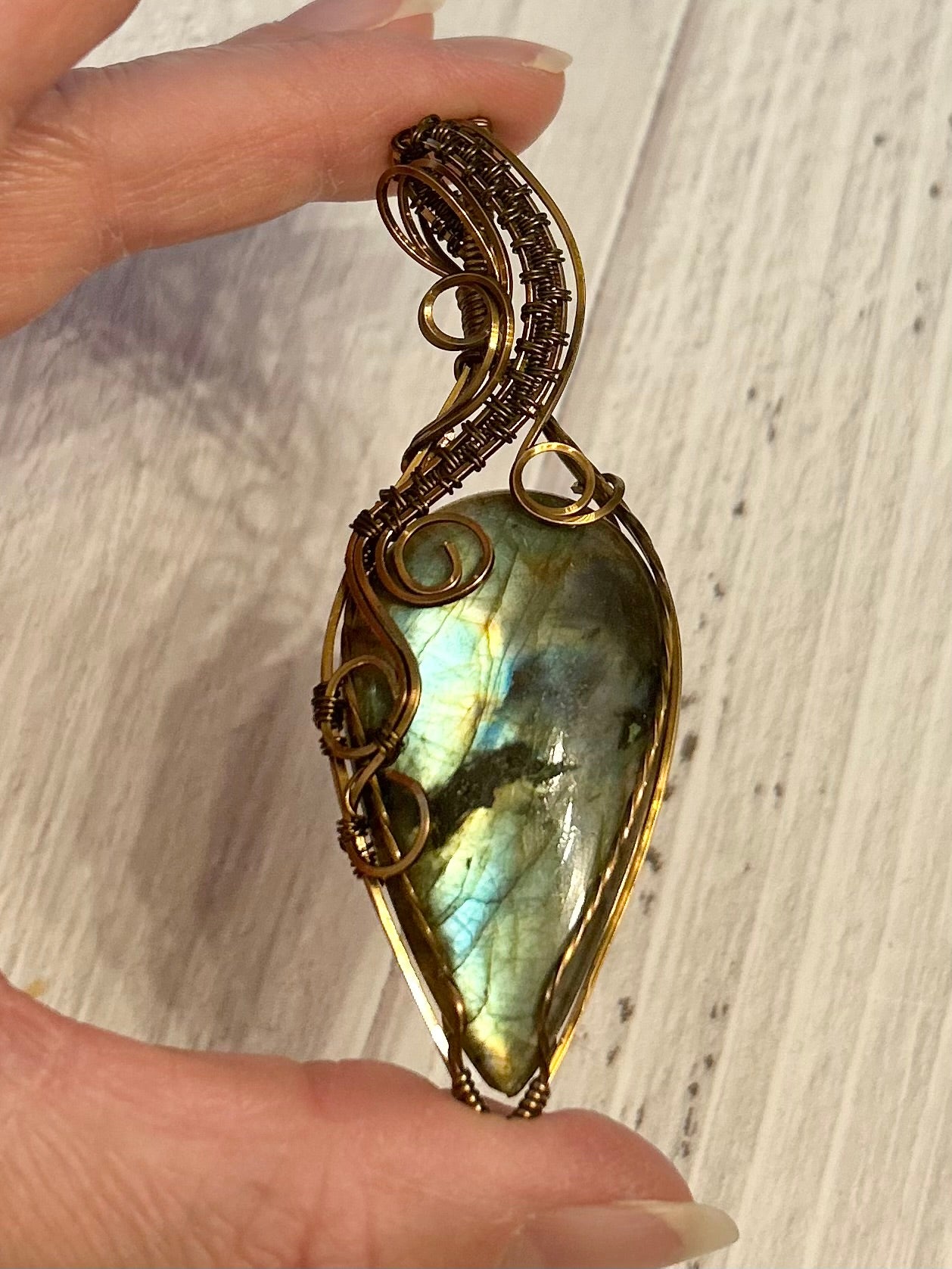 Labradorite Copper Wire Wrapped Pendant