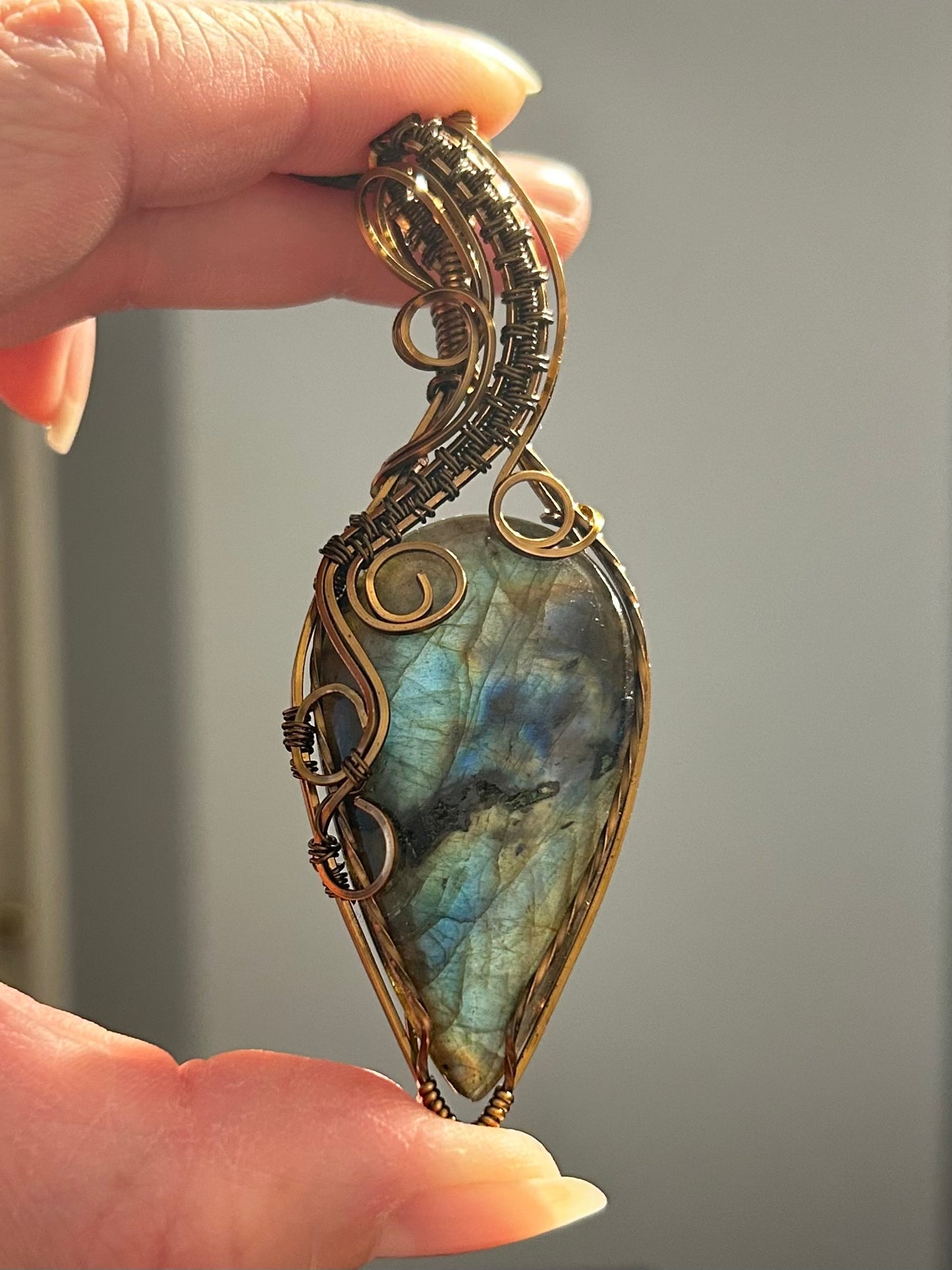 Labradorite Copper Wire Wrapped Pendant