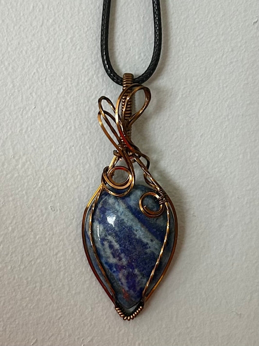 Lapis Lazuli Copper Wire Wrapped Pendant