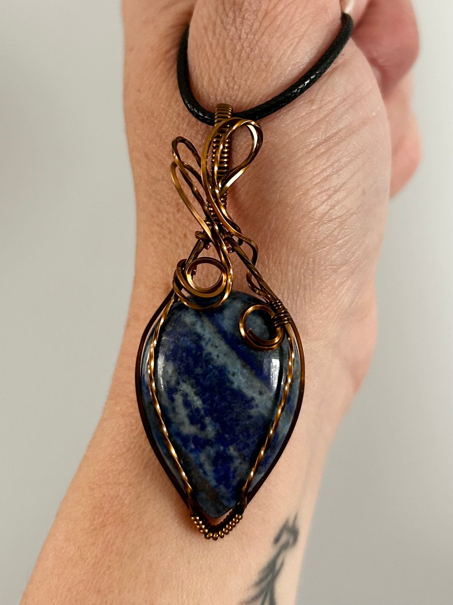 Lapis Lazuli Copper Wire Wrapped Pendant