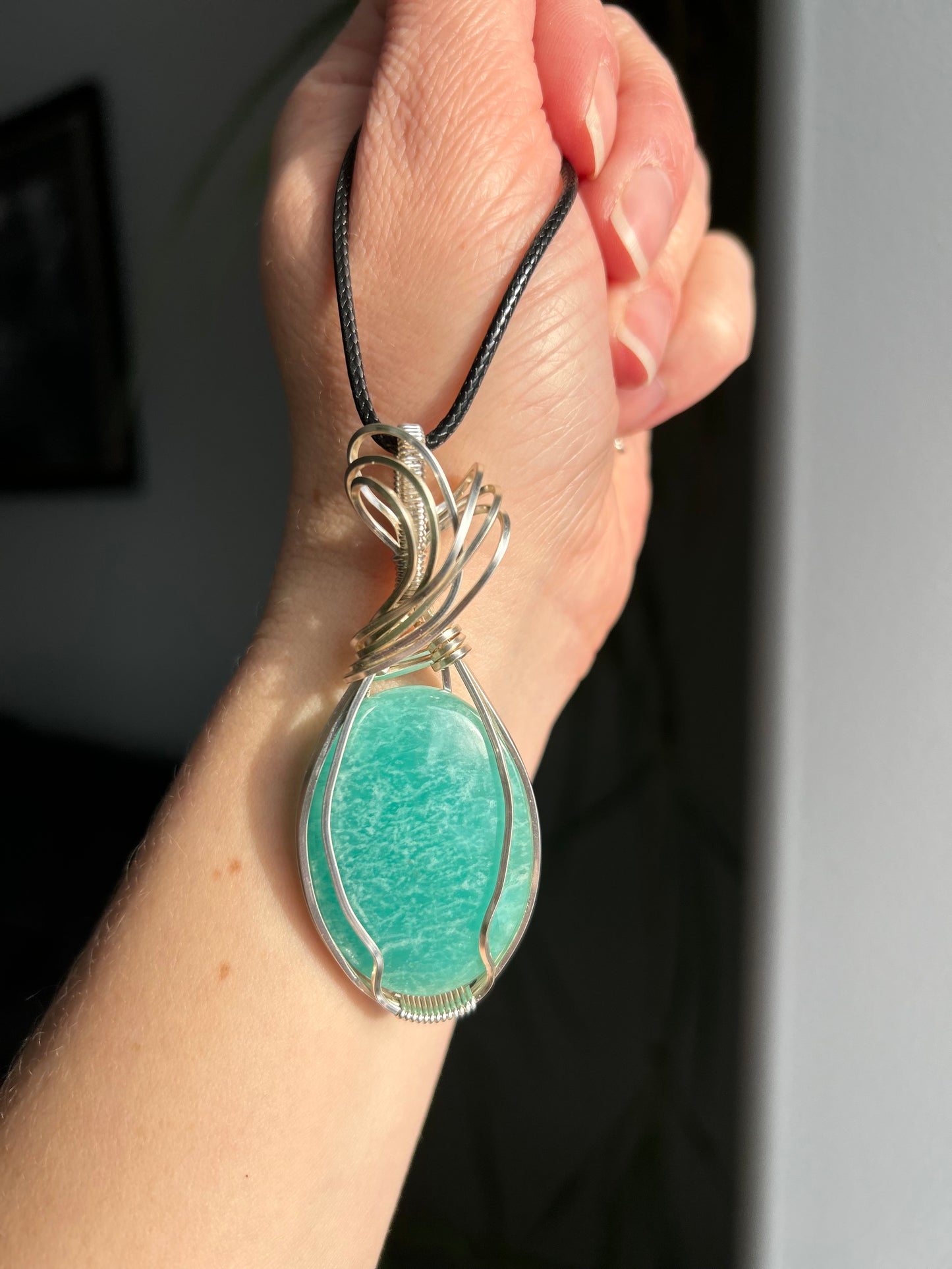 Amazonite Wire Wrapped Pendant