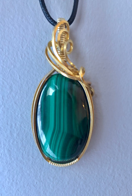 Malachite Wire Wrapped Pendant