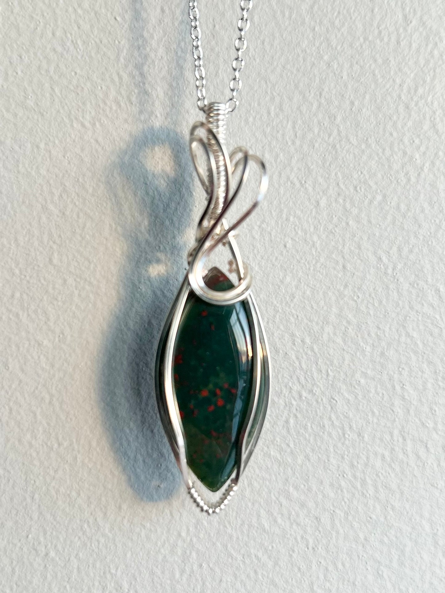 Bloodstone Wire Wrapped Pendant