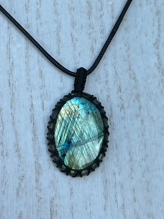 Labradorite Nylon Wrapped Pendant