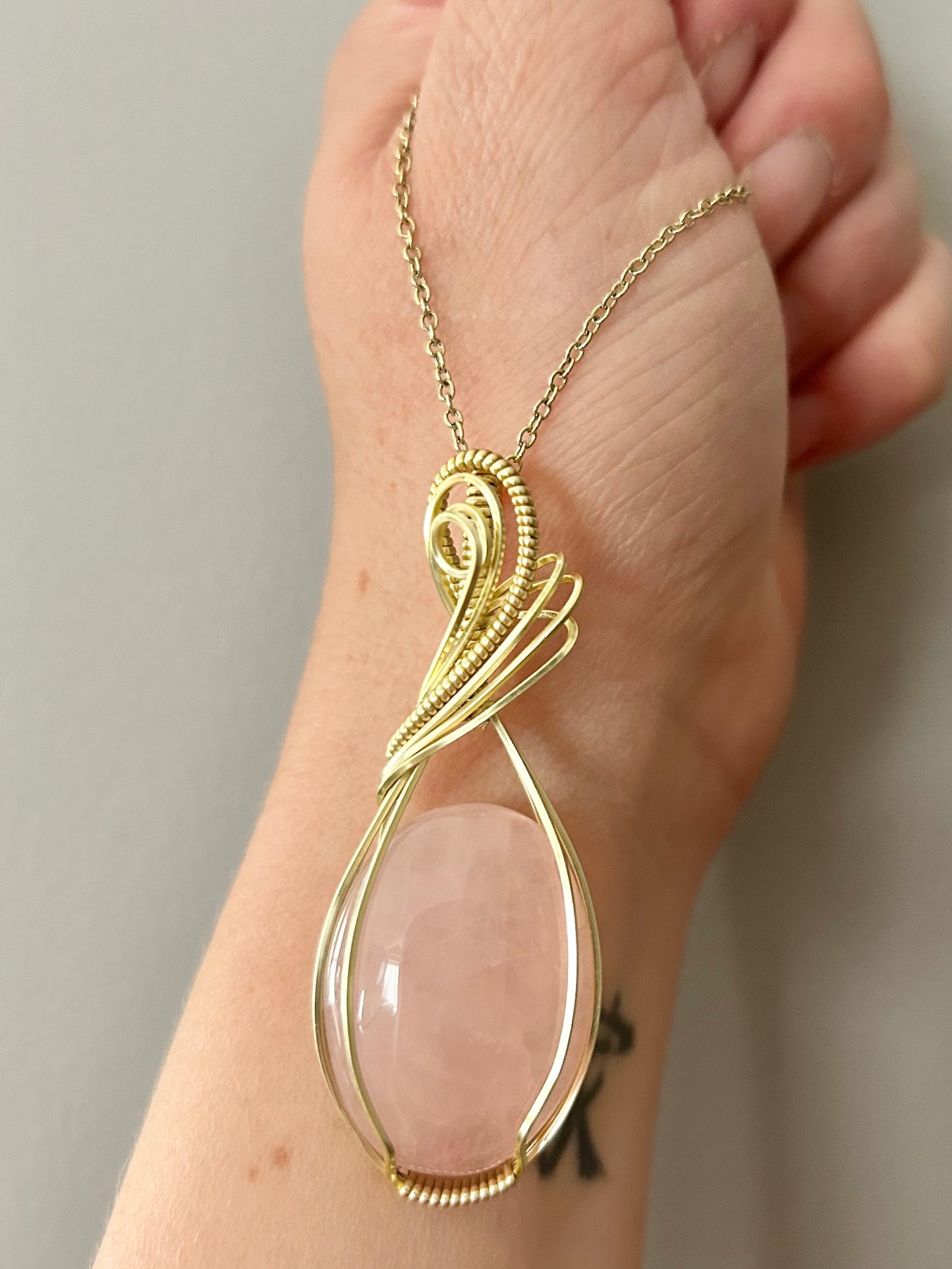 Rose Quartz Wire Wrapped Pendant