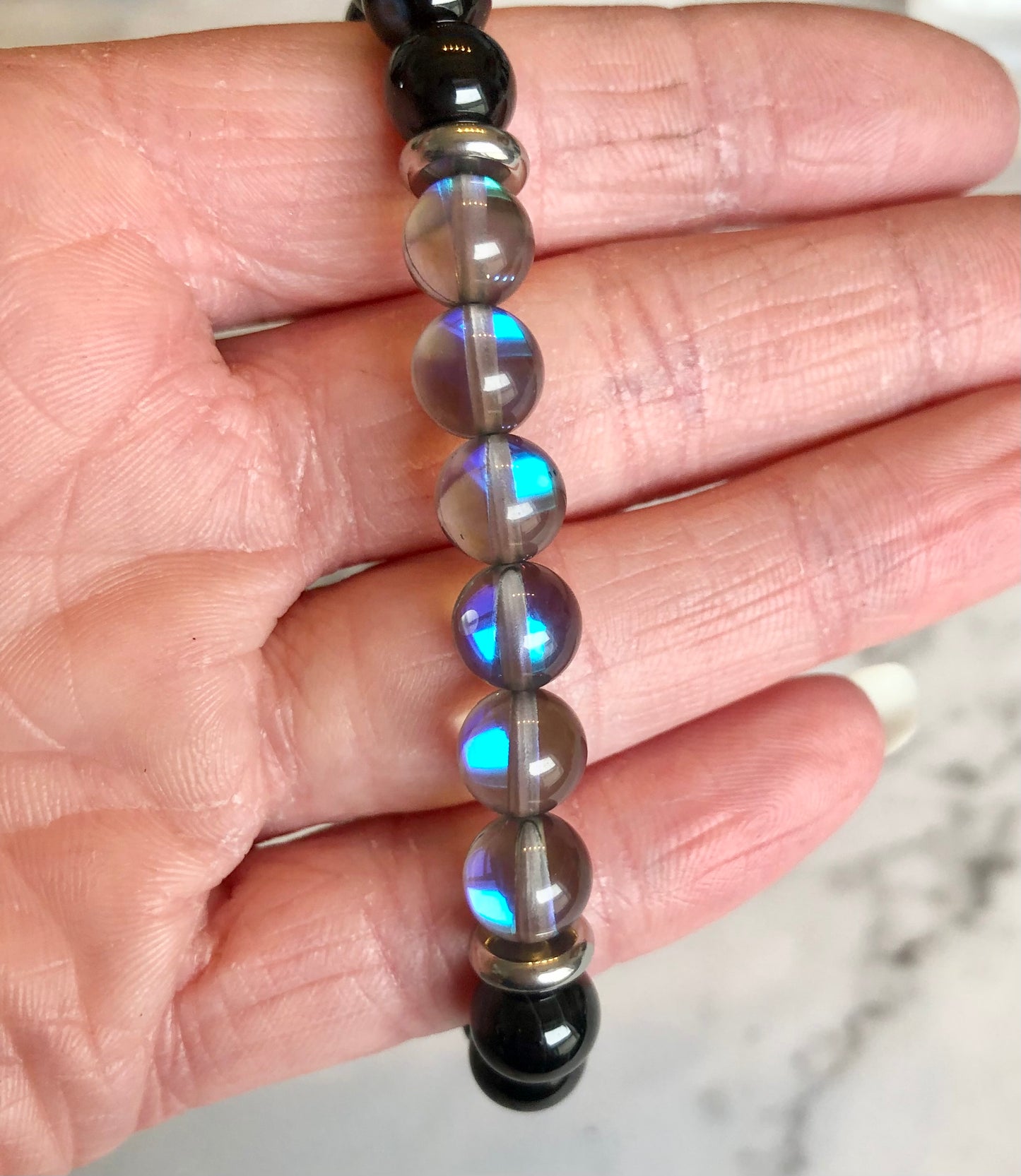 Mermaid Glass and Black Agate