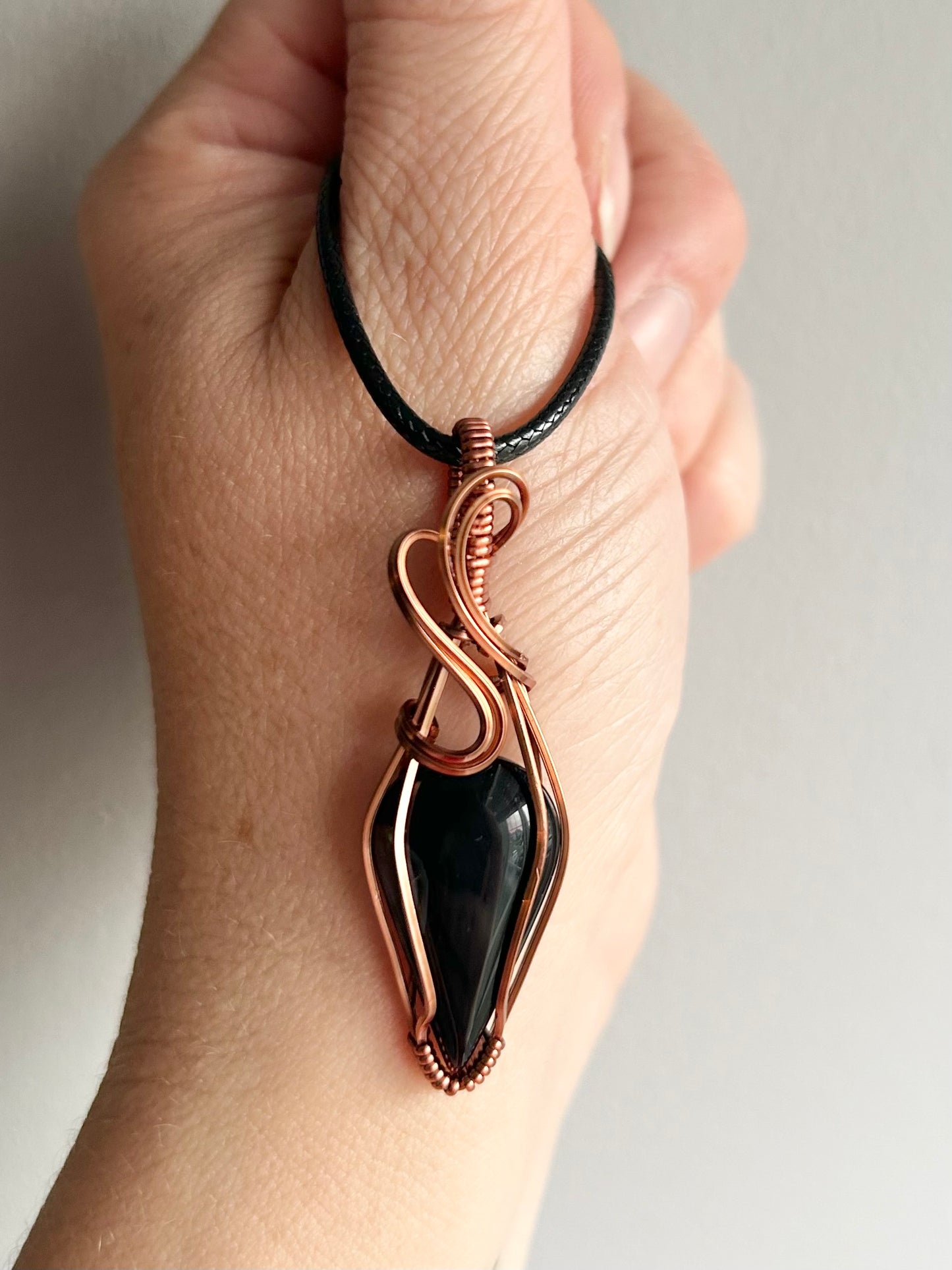 Black Onyx Wire Wrapped Pendant