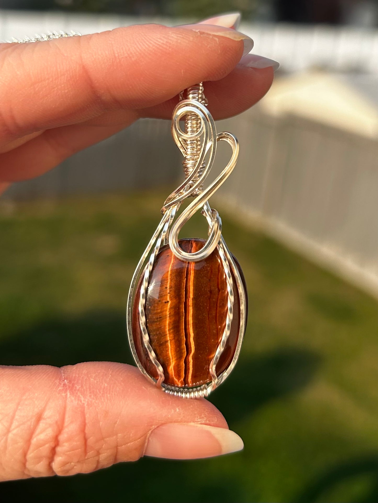 Red Tiger’s Eye Wire Wrapped Pendant