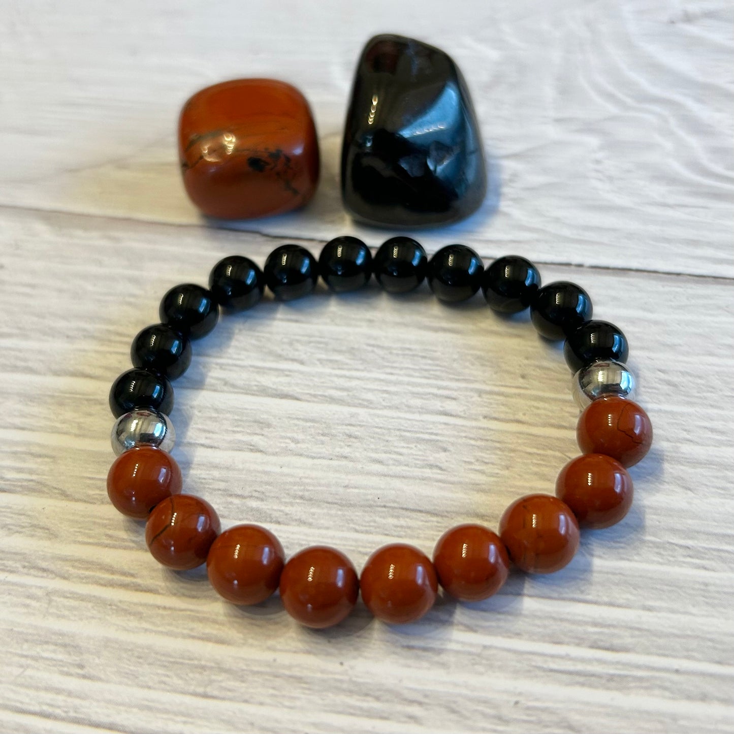 Red Jasper and Black Onyx Bracelet