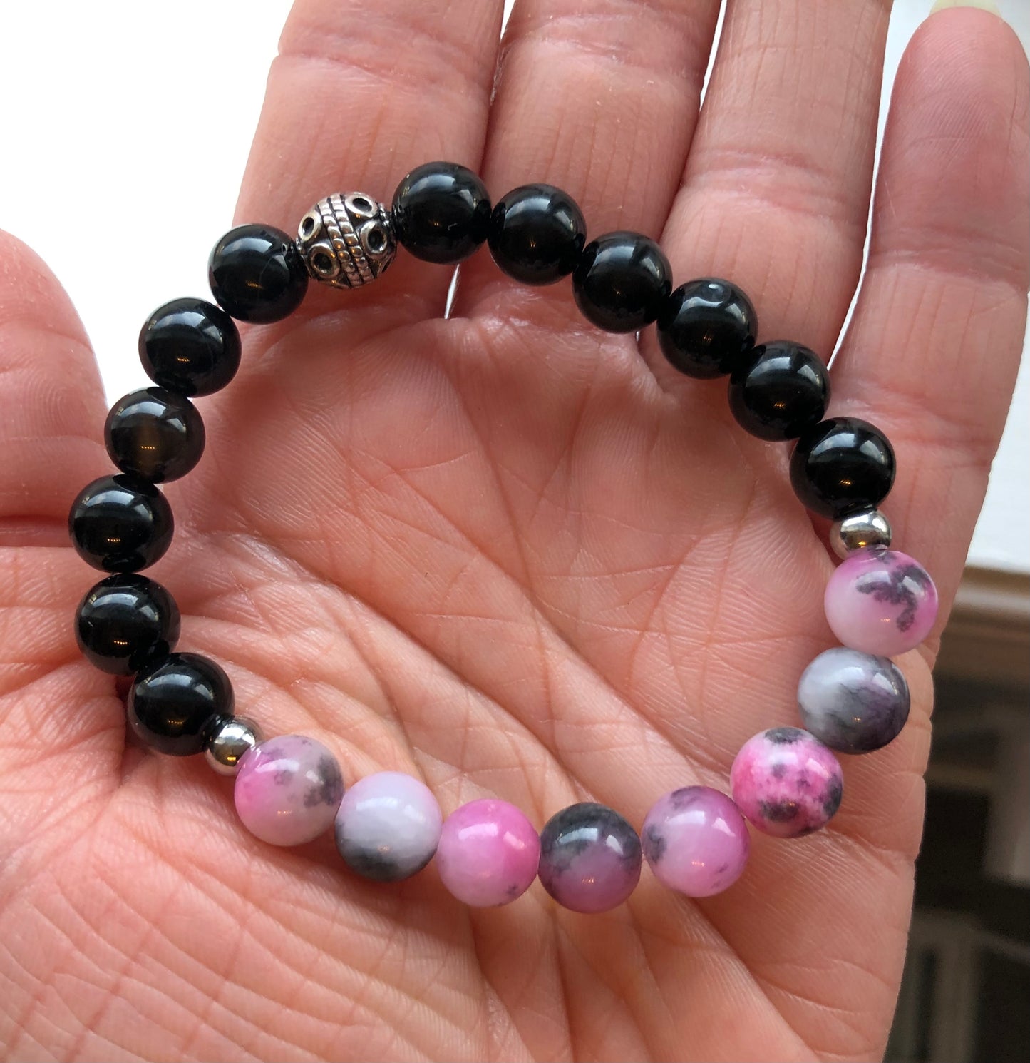 Pink & Black Jade and Black Onyx