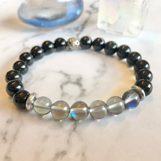 Mermaid Glass and Black Agate