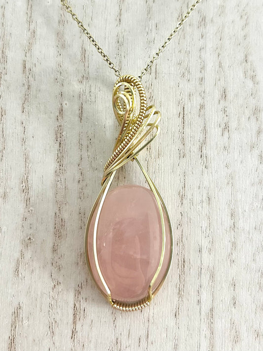 Rose Quartz Wire Wrapped Pendant