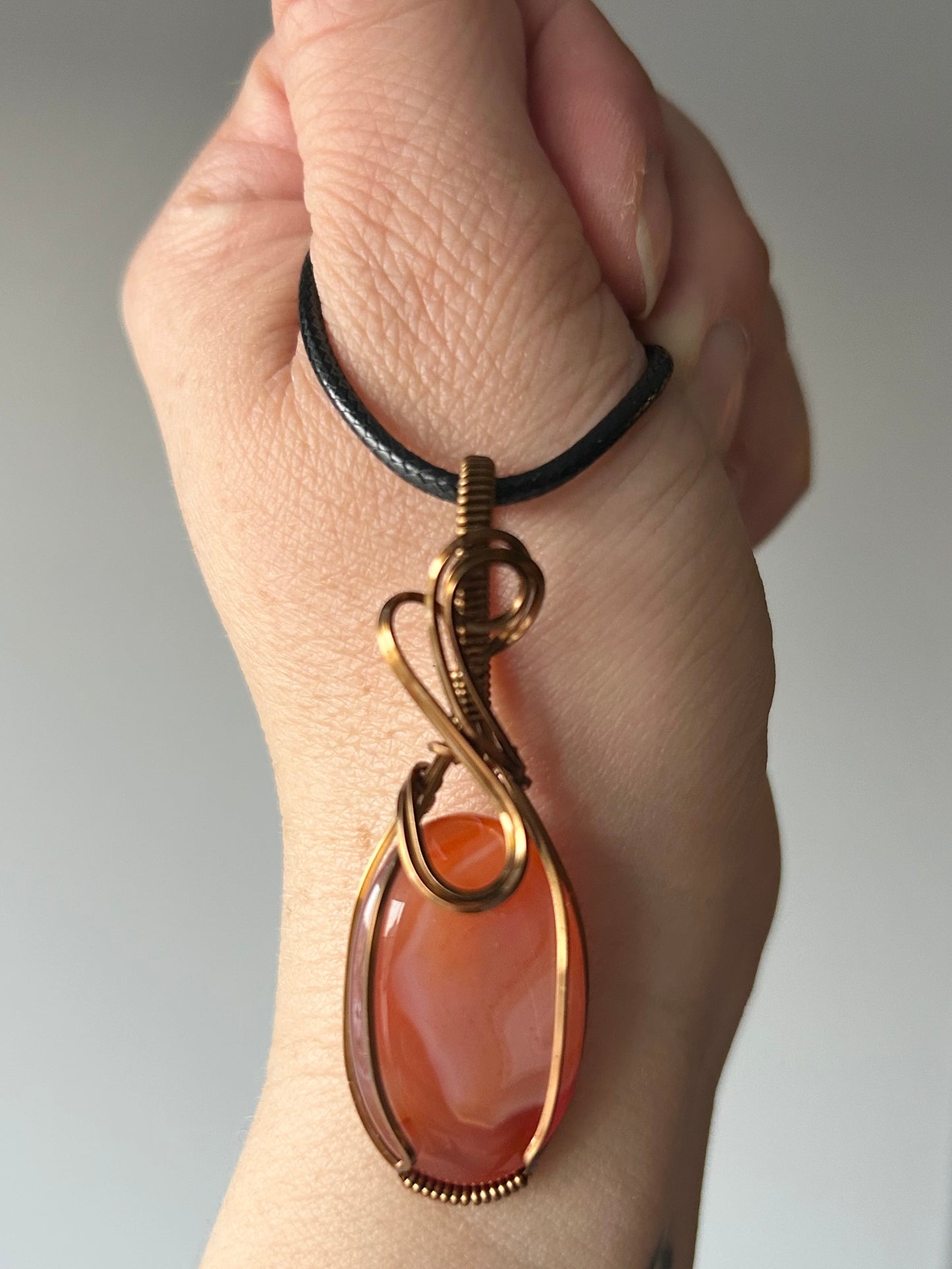 Carnelian Wire Wrapped Pendant