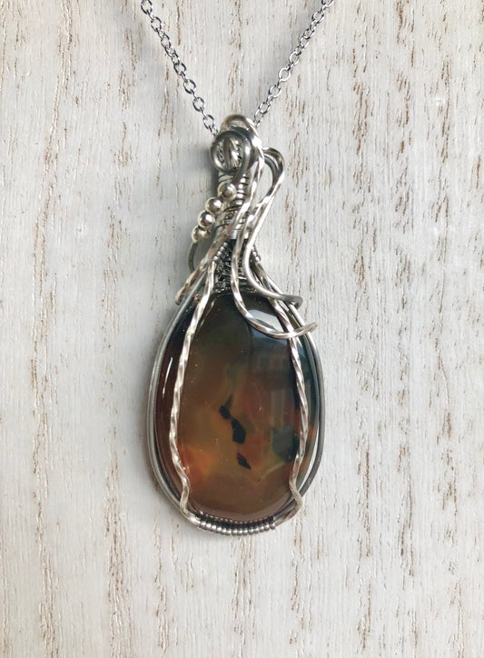 Agate Wire Wrapped Pendant