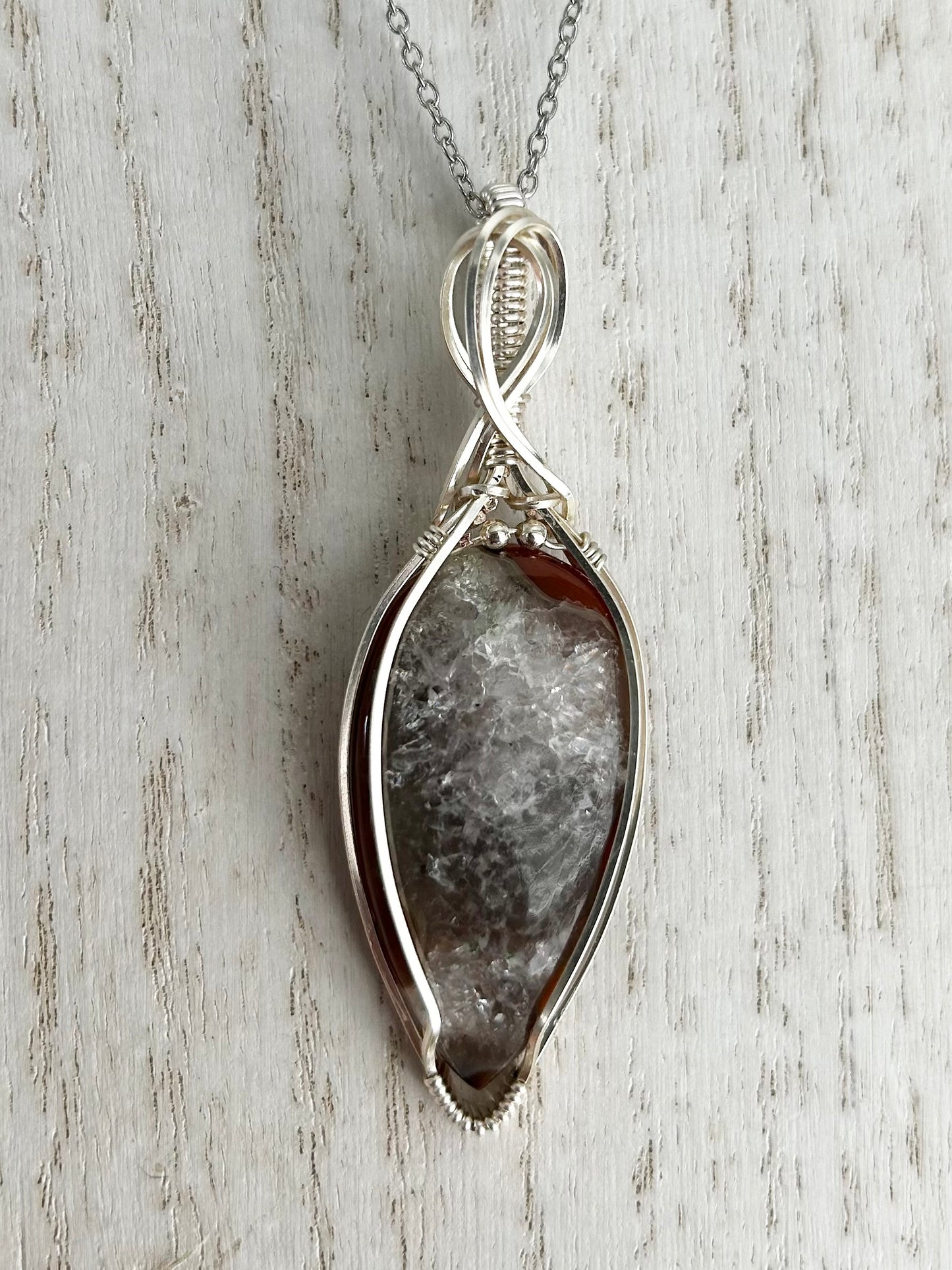 Thunder Agate Wire Wrapped Pendant