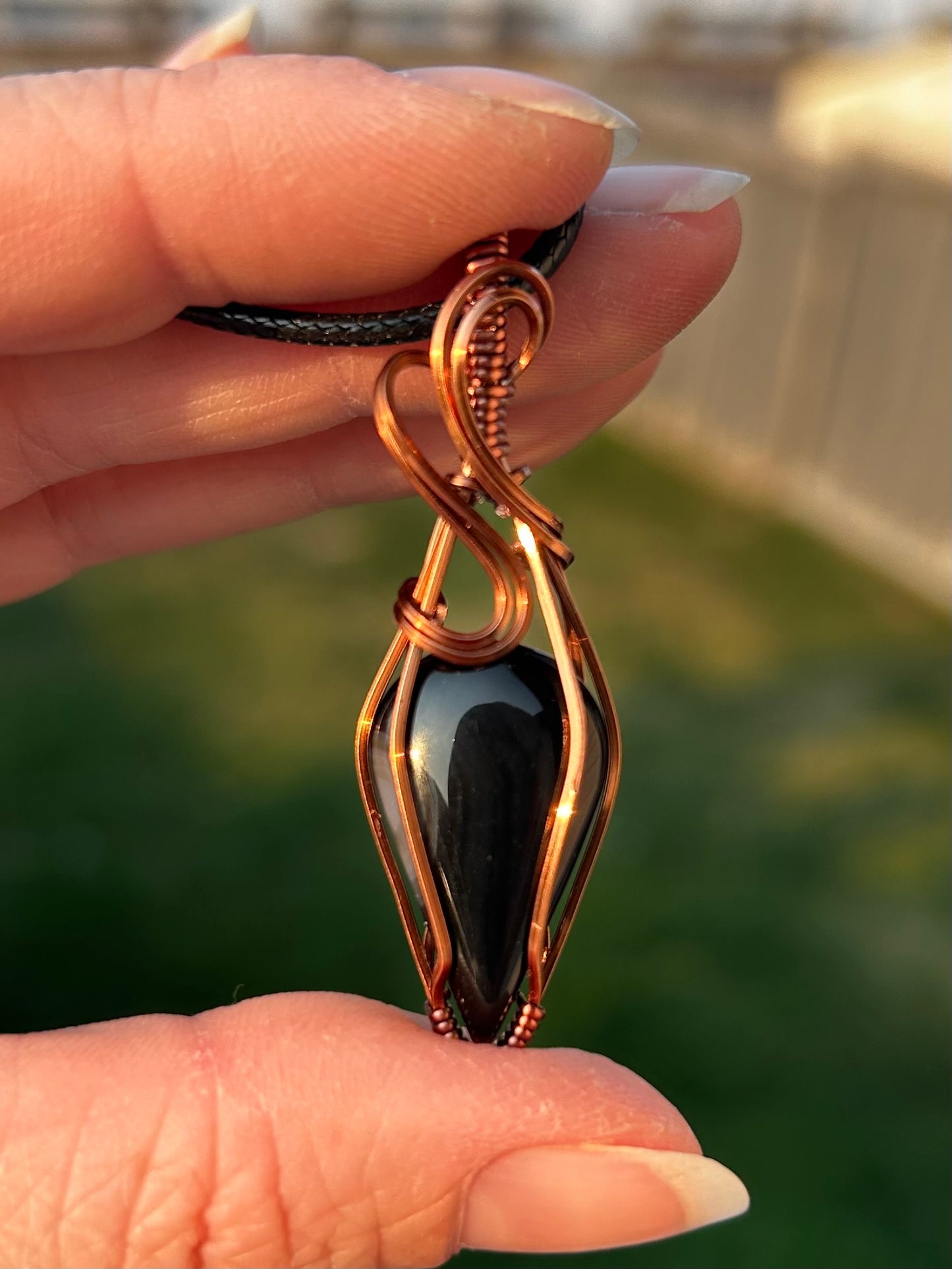 Black Onyx Wire Wrapped Pendant