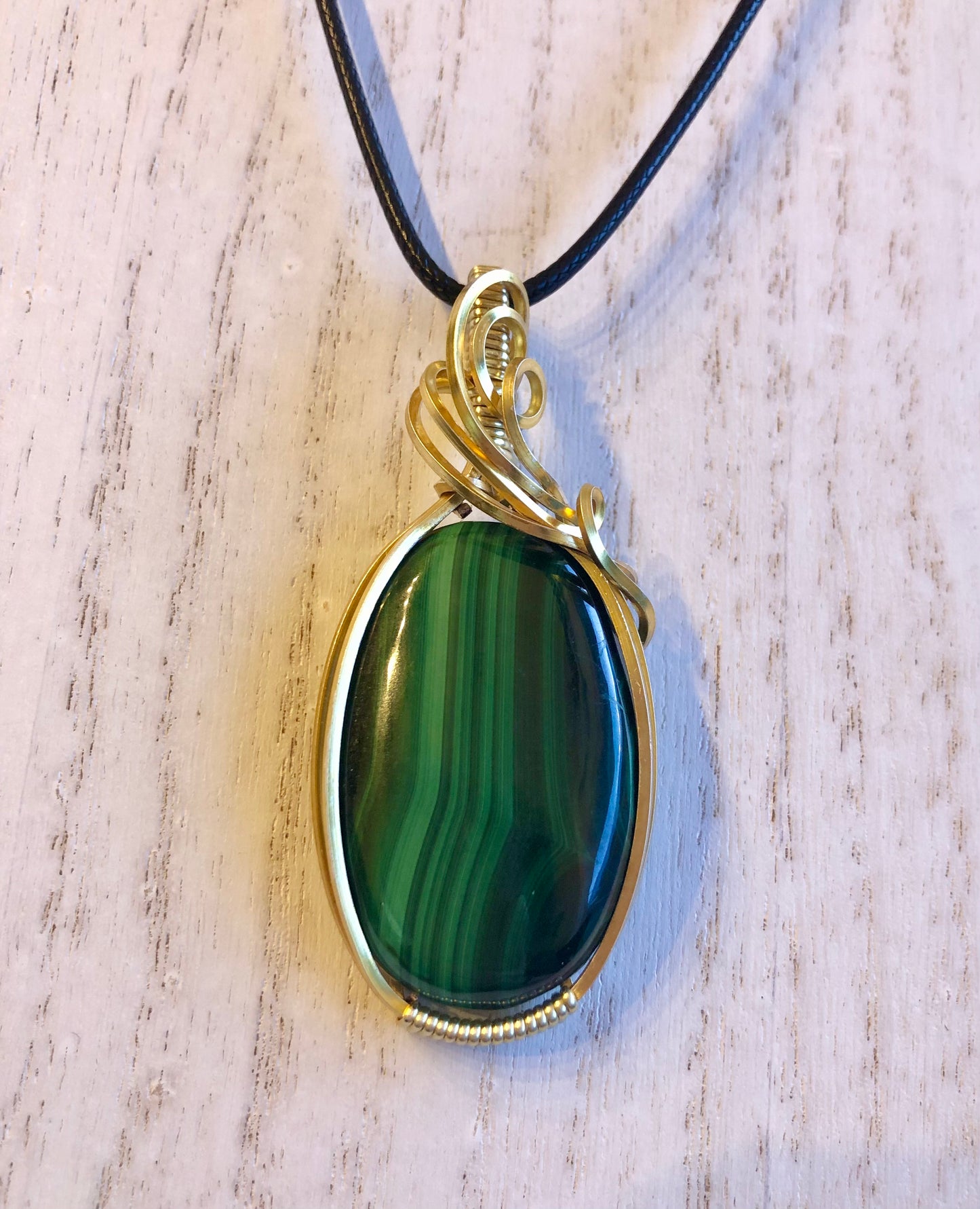 Malachite Wire Wrapped Pendant