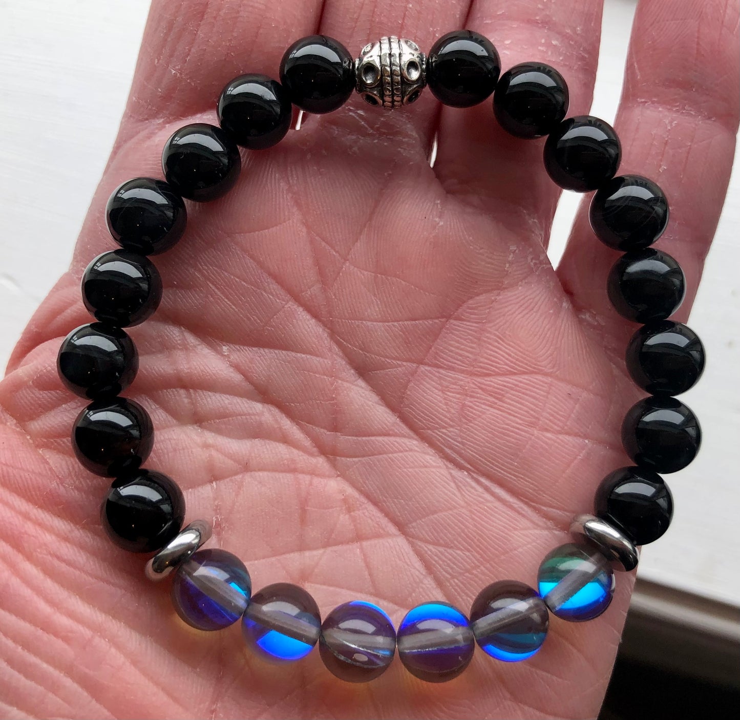 Mermaid Glass and Black Agate