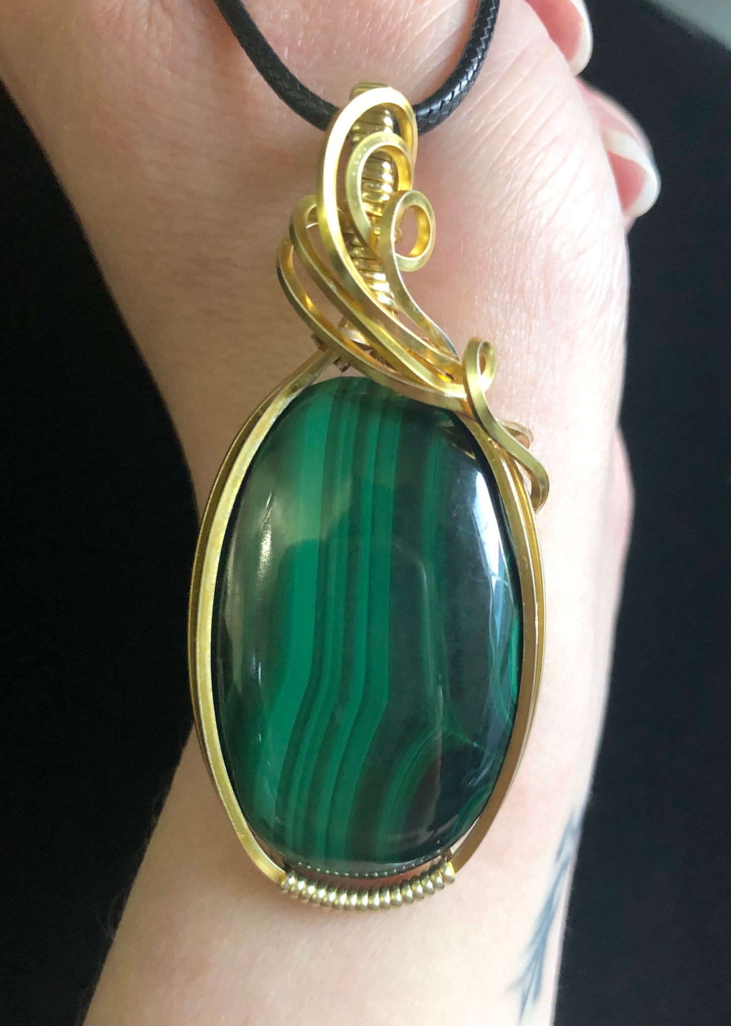 Malachite Wire Wrapped Pendant