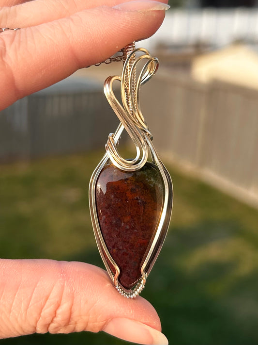 Indonesian Agate Wire Wrapped Pendant