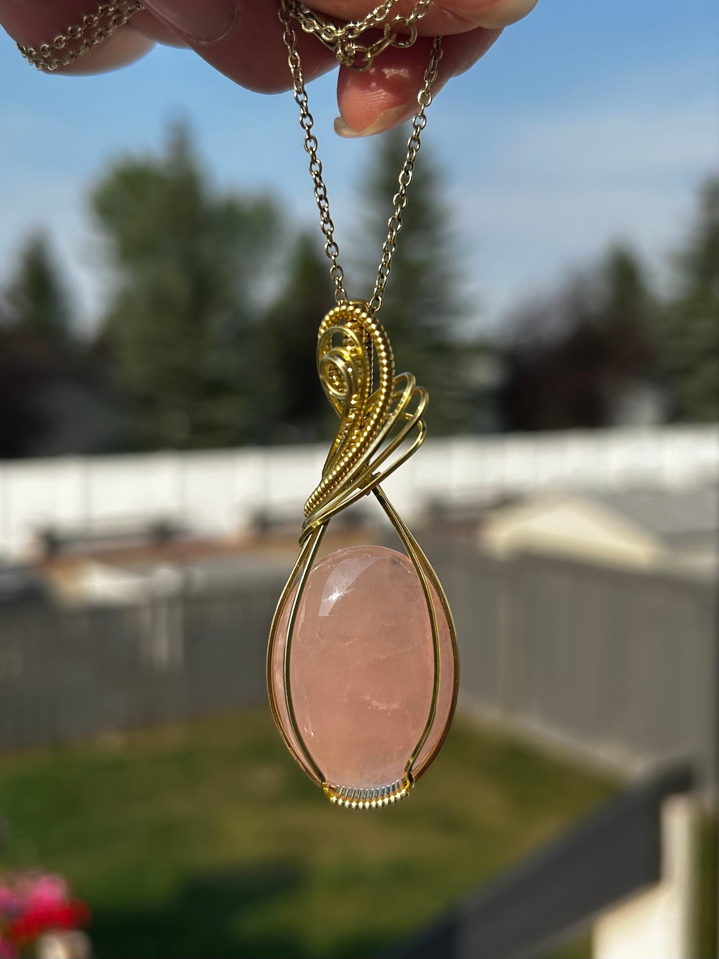 Rose Quartz Wire Wrapped Pendant