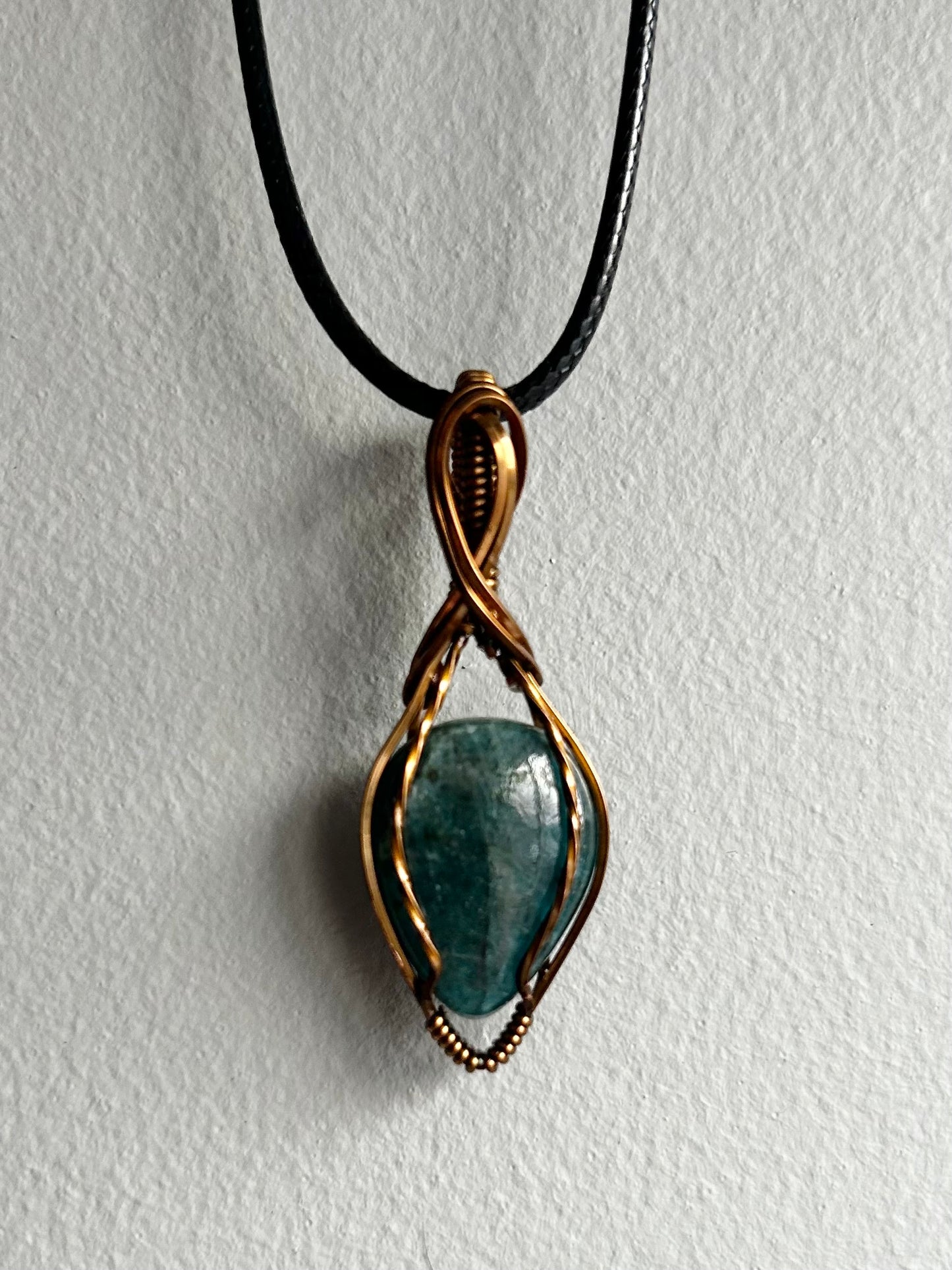 Blue Apatite Wire Wrapped Pendant