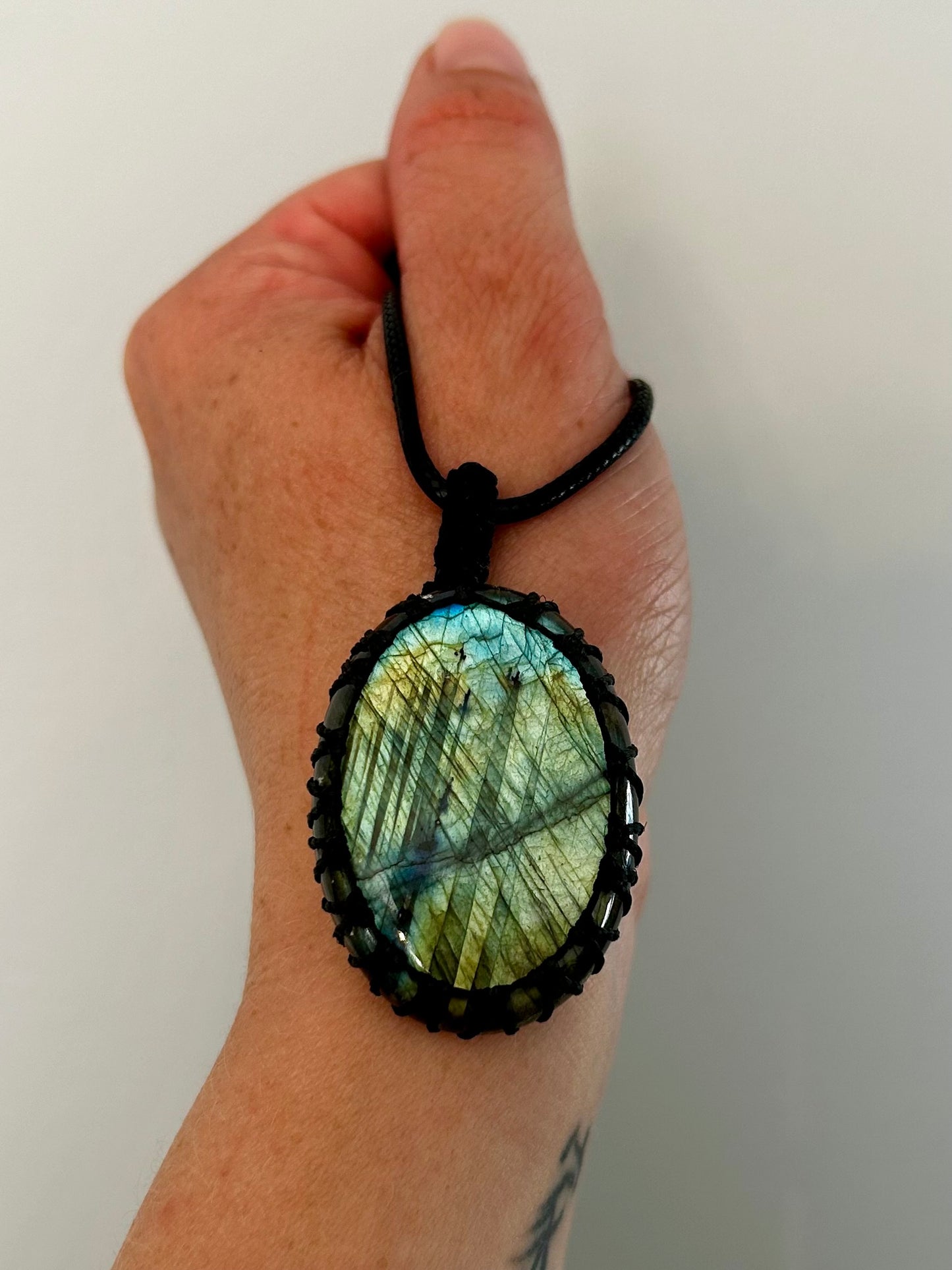 Labradorite Nylon Wrapped Pendant