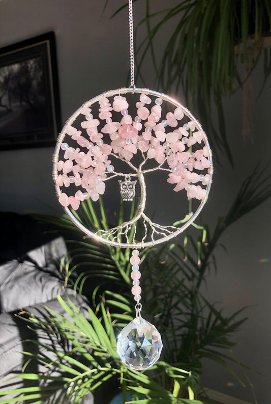 Rose Quartz Crystal Suncatcher