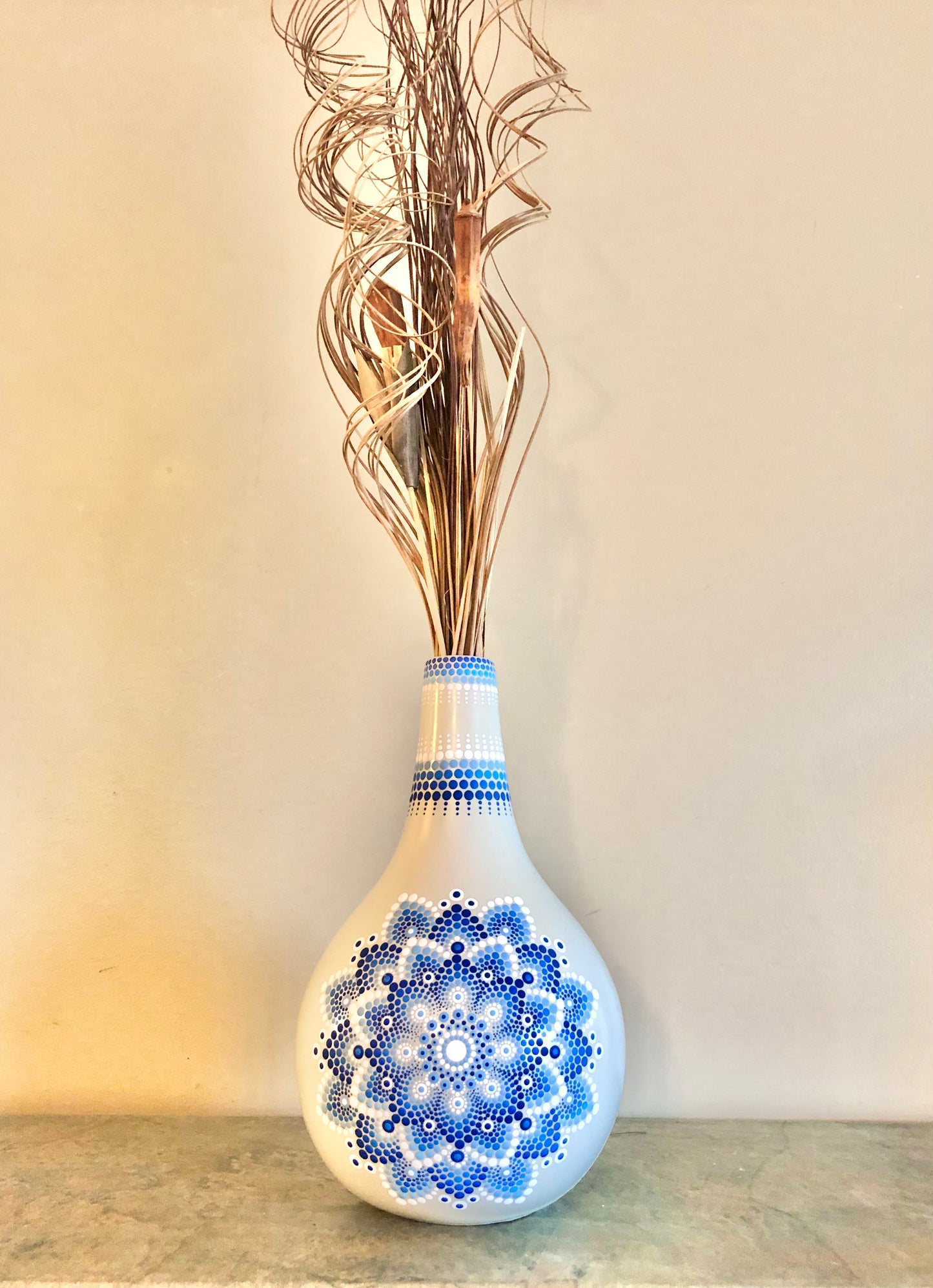 Ceramic Vase with Blue and White Mandala