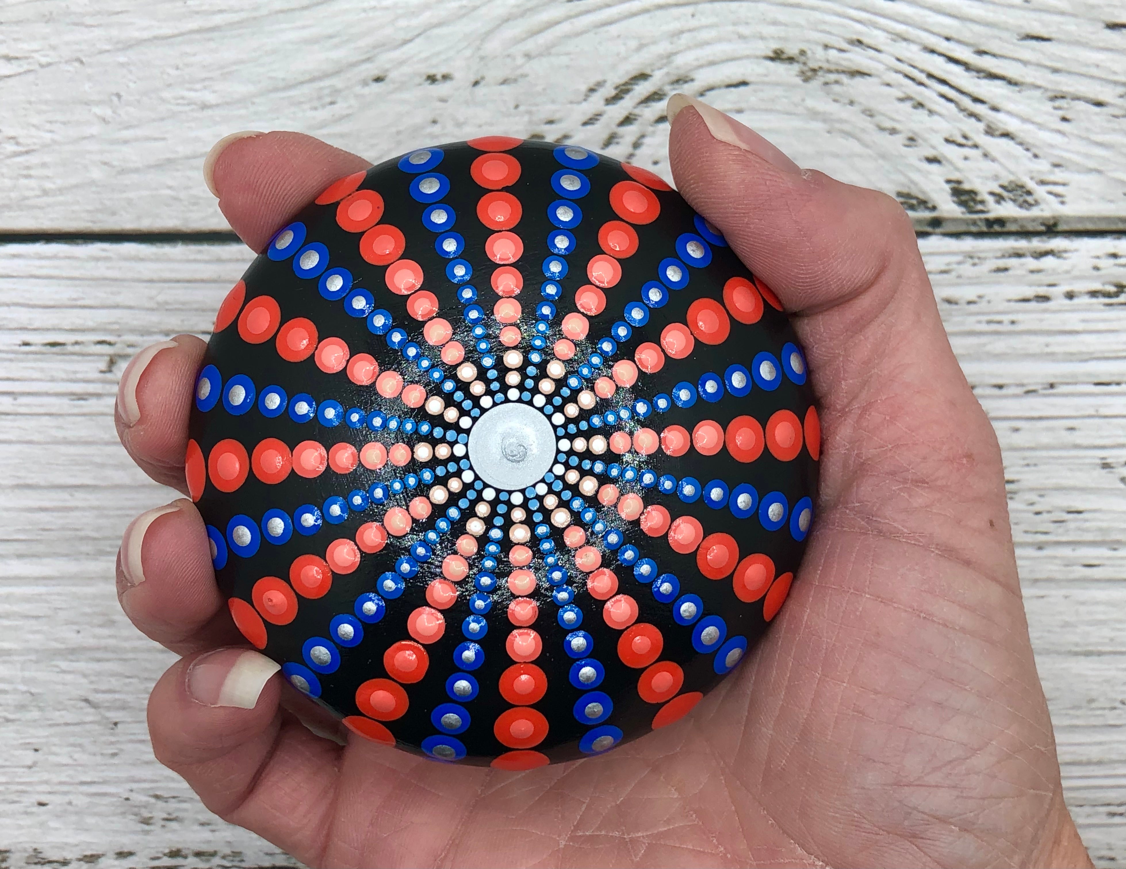 Sea Urchin - Original Mandala Art, painted on 12 inch round wood order board