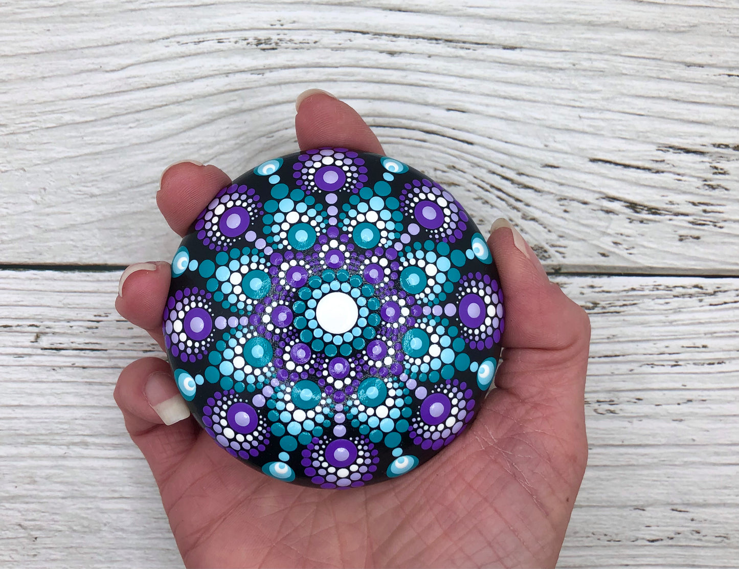 Purple and Turquoise Mandala Stone