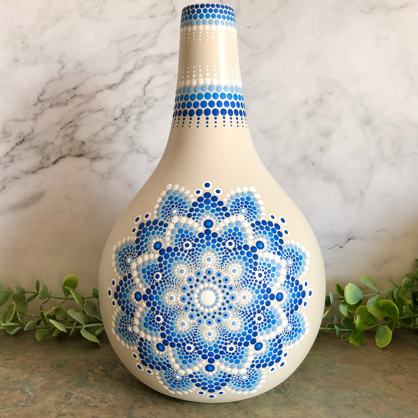 Ceramic Vase with Blue and White Mandala