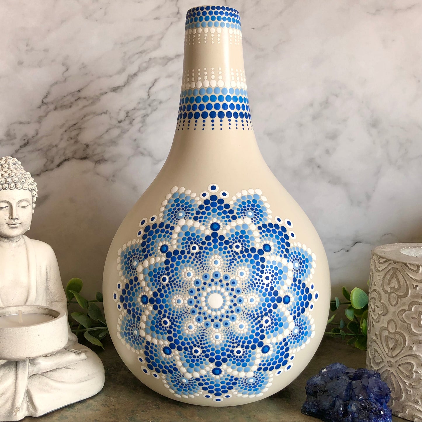 Ceramic Vase with Blue and White Mandala