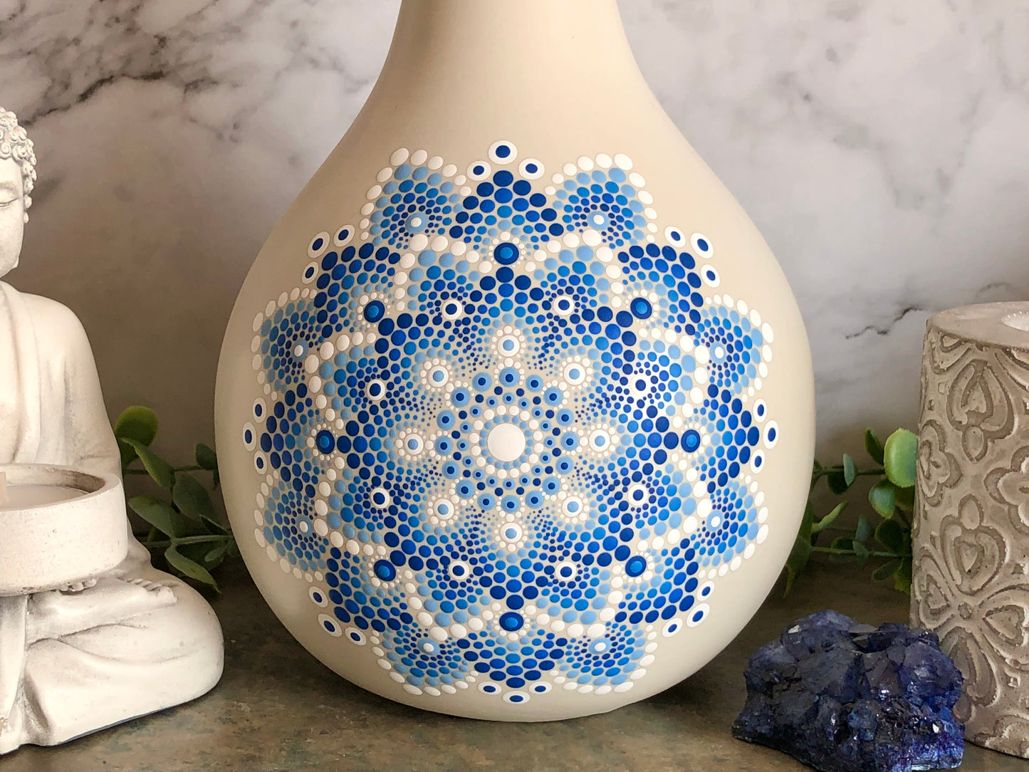 Ceramic Vase with Blue and White Mandala