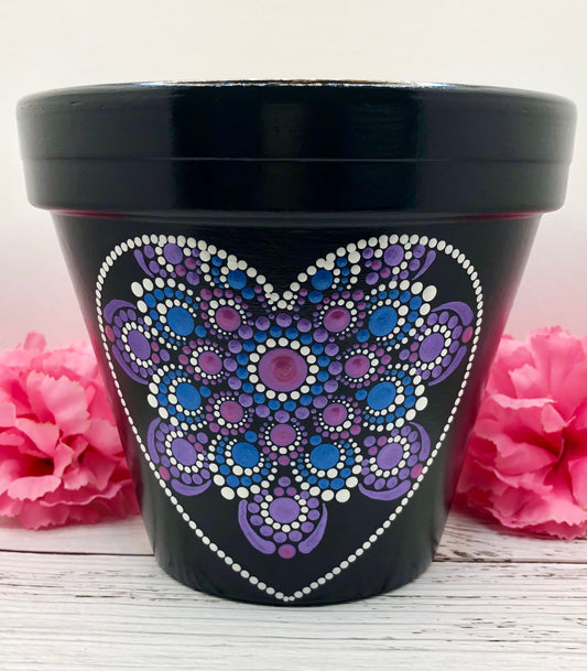 5” Heart Mandala Plant Pot